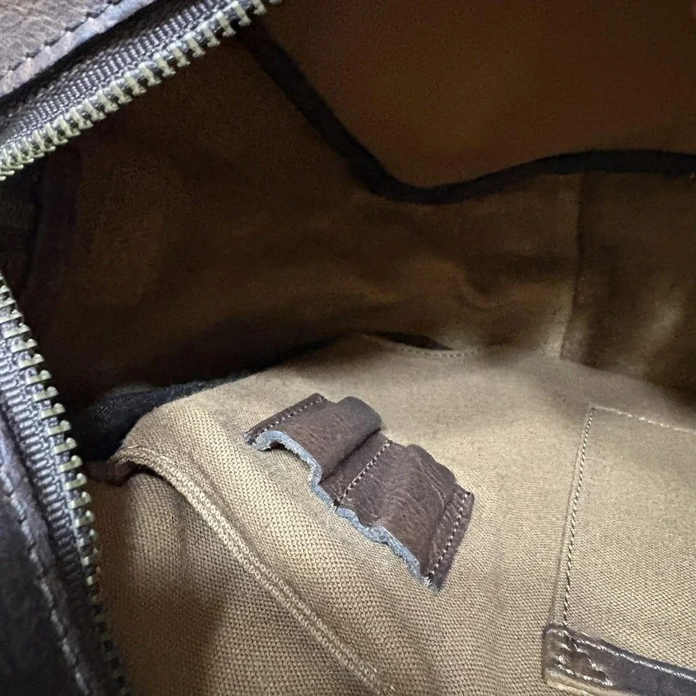 Buffalo Jackson Mahogany Brown Leather Laptop Bag Case Briefcase Messenger Strap